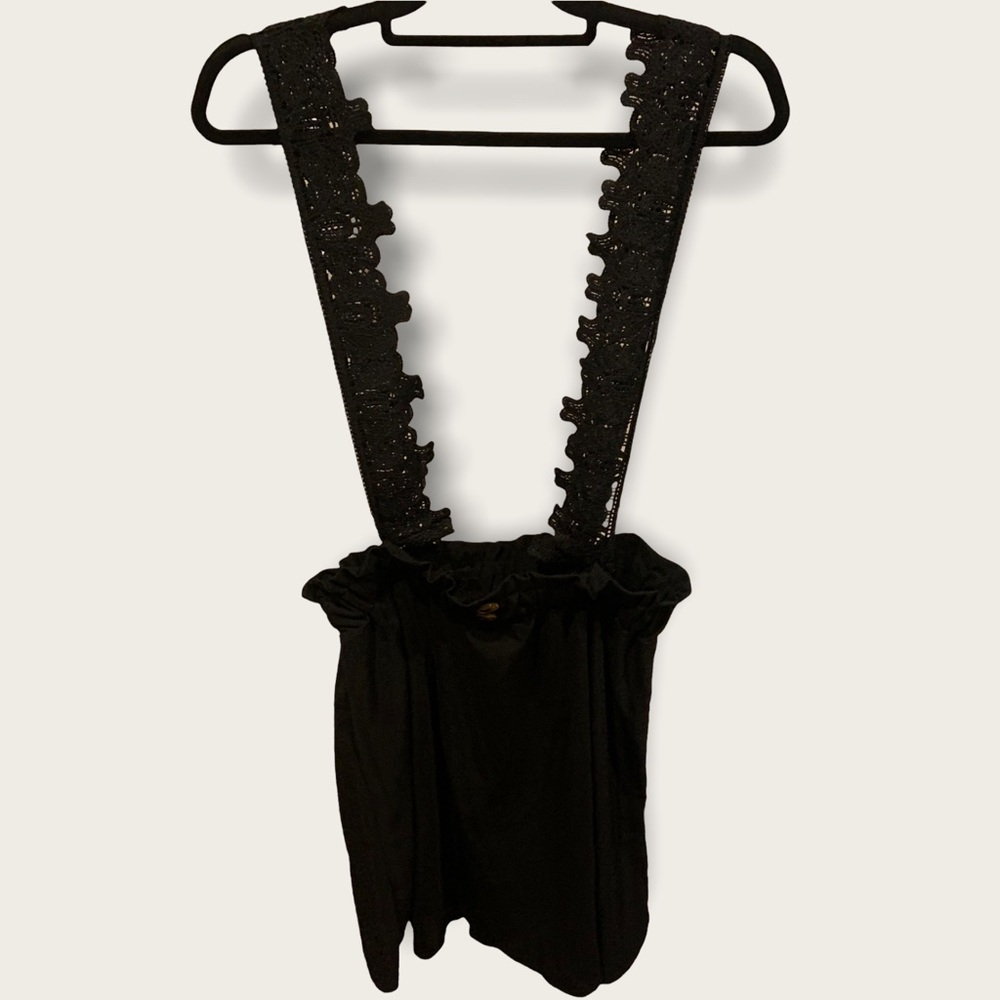 SHEIN black skirt with lace overalls